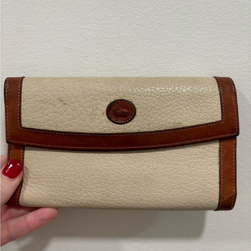 Dooney & Bourke Cream and Brown Leather Wallet